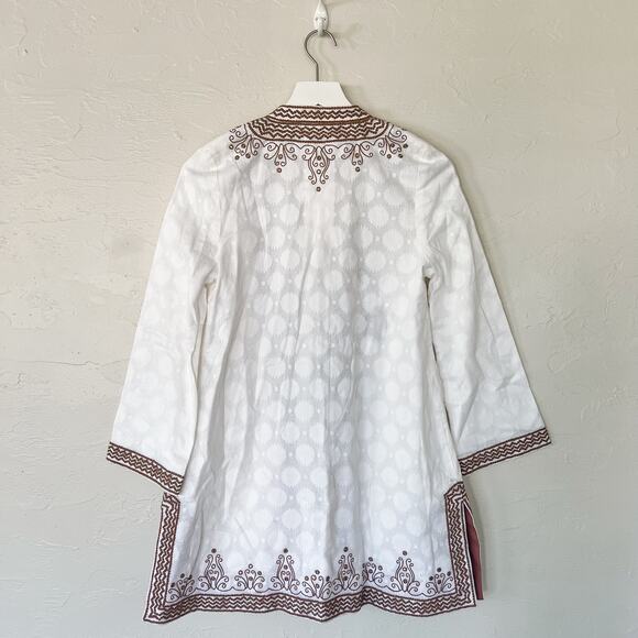 Sulu Collection White and Brown Embroidered Jacket Small NWT - Picture 4 of 6